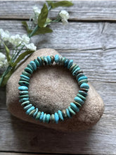 Load image into Gallery viewer, Blue Green Turquoise Nuggets 7 Inch Stretch Elastic Stretchy Bead Bracelet Gift