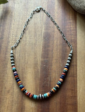 Load image into Gallery viewer, Sterling Silver Graduated Multi Stone Pearls Chain Bead Necklace. 16 Inch. Gift