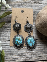 Load image into Gallery viewer, Navajo Sterling Silver Kingman Spiderweb Turquoise Earrings A Albert Jake