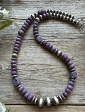 Load image into Gallery viewer, Southwestern Sterling Silver Purple Pearls Bead Necklace 18 Inch
