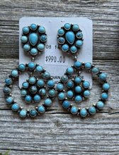 Load image into Gallery viewer, Navajo Sterling Silver Turquoise Cluster Earrings Sheila