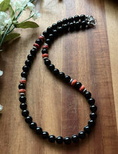 Load image into Gallery viewer, Sterling Silver Black Onyx Red Spiny Oyster Bead Necklace. 18 Inch Gift