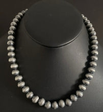 Load image into Gallery viewer, 10mm 22 Inch 925 Sterling Silver Oxidized Pearls Bead Necklace Southwestern