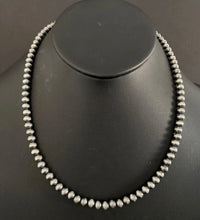 Load image into Gallery viewer, 6mm 32 Inch 925 Sterling Silver Oxidized Pearls Bead Necklace Southwestern