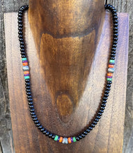 Load image into Gallery viewer, Southwestern 925 Sterling Silver Black Onyx Multi Stone Bead Necklace 18 Inch
