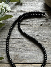Load image into Gallery viewer, Southwestern 925 Sterling Silver Black Onyx W Pearls Bead Necklace. 18 inch