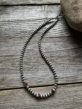 Load image into Gallery viewer, Sterling Silver 4mm Pearls Purple Spiny Oyster Bead Necklace Choker 14 inch