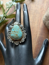 Load image into Gallery viewer, Navajo Sterling Silver Number 8 Turquoise Adjustable Ring Etta Enditto Gift