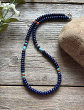 Load image into Gallery viewer, Lapis Multi Stone Color Sterling Silver Bead Necklace. 18 inch Gift