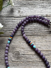 Load image into Gallery viewer, Sterling Silver Multi Color Stone Purple Bead Necklace. 18 inch. Gift