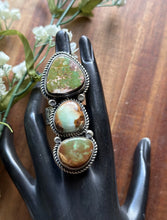 Load image into Gallery viewer, Native American Sterling Silver Green Royston Turquoise Adjustable Ring K Yazzie