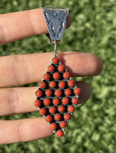Load image into Gallery viewer, Navajo Sterling Silver Red Coral Cluster Pendant P Johnson
