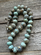 Load image into Gallery viewer, Southwestern 925 Sterling Silver Larimar W Pearls Bead Necklace 18 inch