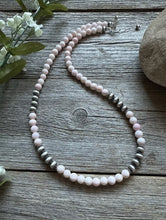 Load image into Gallery viewer, Sterling Silver 6mm Pink Conch Round Bead W Pearls Necklace. 18 inch