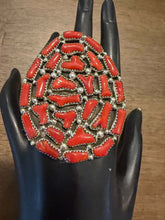 Load image into Gallery viewer, Navajo sterling silver red coral  adjustable ring