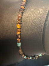 Load image into Gallery viewer, Sterling silver Tiger eye bead necklace 18 inch