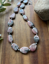 Load image into Gallery viewer, Sterling Silver Rhodochrosite Pearls Bead Necklace. 18 inch. Gift