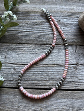 Load image into Gallery viewer, Southwestern Sterling Silver Pink Conch 6mm Pearls Bead Necklace 18 Inch