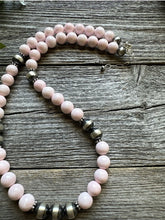 Load image into Gallery viewer, Sterling Silver 10mm Pink Conch Round Bead W Pearls Necklace. 20 inch