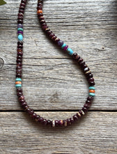 Load image into Gallery viewer, Purple Spiny Oyster Multi Stone Color Sterling Silver Bead Necklace 18 inch Gift