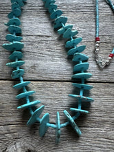 Load image into Gallery viewer, Vintage Native American Sterling Silver Blue Magnesite Bead Necklace 32 Inch