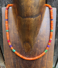 Load image into Gallery viewer, Sterling Silver Orange Bamboo Coral Multi Stone Bead Necklace. 18 Inch Gift