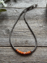 Load image into Gallery viewer, Orange Spiny Oyster 4mm Sterling Silver Pearls Choker Bead Necklace 16 Inch Gift