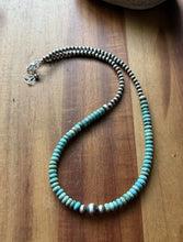 Load image into Gallery viewer, Sterling Silver Blue Turquoise W Multi Bead Pearls Necklace. 18 Inch. Gift