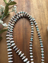 Load image into Gallery viewer, Long Sterling Silver Graduated Pink Conch Turquoise Bead Necklace. 42 inch
