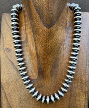 Load image into Gallery viewer, Southwestern Sterling Silver 14mm Flat Saucer Pearls Bead Necklace 20 Inch