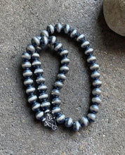 Load image into Gallery viewer, 10mm 20 Inch 925 Sterling Silver Oxidized Pearls Bead Necklace Southwestern