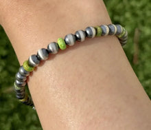 Load image into Gallery viewer, Genuine Green Turquoise 6mm 7 Inch 925 Sterling Silver Pearls Bead Bracelet