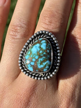 Load image into Gallery viewer, Native American Sterling Silver Kingman Turquoise Ring. Size 8. Mary Ellen