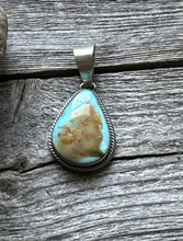 Load image into Gallery viewer, Navajo Sterling Silver Turquoise Pendant. B Lee