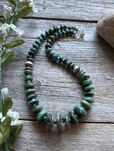 Load image into Gallery viewer, Sterling Silver Blue Green Graduated Turquoise Nuggets Bead Necklace 18 inch