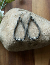 Load image into Gallery viewer, Southwestern Sterling Silver Flat Saucer Pearls Bead Loop Earrings 2.5 Inch