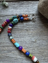 Load image into Gallery viewer, Sterling Silver Multi Color Stone Spiny Turquoise Bead Necklace. 18 inch. Gift