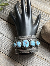 Load image into Gallery viewer, Navajo Sterling Silver Golden Hill Turquoise Cuff Bracelet H Piasso
