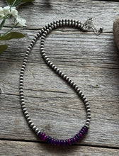Load image into Gallery viewer, Dyed Sugilite 4mm Sterling Silver Pearls Choker Bead Necklace. 16 Inch. Gift