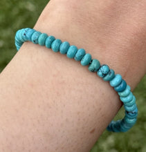Load image into Gallery viewer, Sterling Silver Blue Green Turquoise 6mm 6 Inch Bead Bracelet Gift