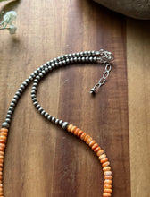 Load image into Gallery viewer, Sterling Silver Orange Spiny Oyster W Multi Bead Pearls Necklace. 18 Inch. Gift