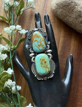 Load image into Gallery viewer, Native American Sterling Silver Turquoise Adjustable Ring M