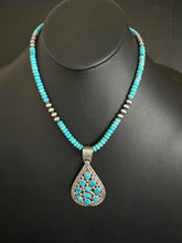 Load image into Gallery viewer, Navajo sterling silver turquoise necklace pendant