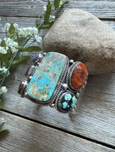 Load image into Gallery viewer, Native American Sterling Silver Multi Stone Royston Turquoise Cuff Bracelet. KY