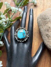Load image into Gallery viewer, Native American 925 Sterling Silver Turquoise Ring. Size 8. Mary Ellen Gift