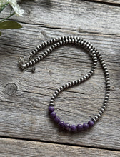 Load image into Gallery viewer, Purple 4mm Sterling Silver Pearls Choker Bead Necklace. 16 Inch. Gift