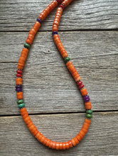 Load image into Gallery viewer, Sterling Silver Orange Bamboo Coral Multi Stone Bead Necklace. 18 Inch Gift