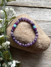 Load image into Gallery viewer, Multi Stone Purple 6.5 Inch Stretch Elastic Stretchy Bead Bracelet Gift