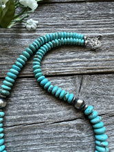 Load image into Gallery viewer, Southwestern Sterling Silver Blue Turquoise Bead Necklace. 18 inch