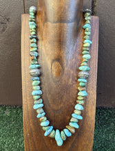 Load image into Gallery viewer, Sterling Silver Blue Green Turquoise Nuggets Pearls Bead Necklace 24 inch Gift